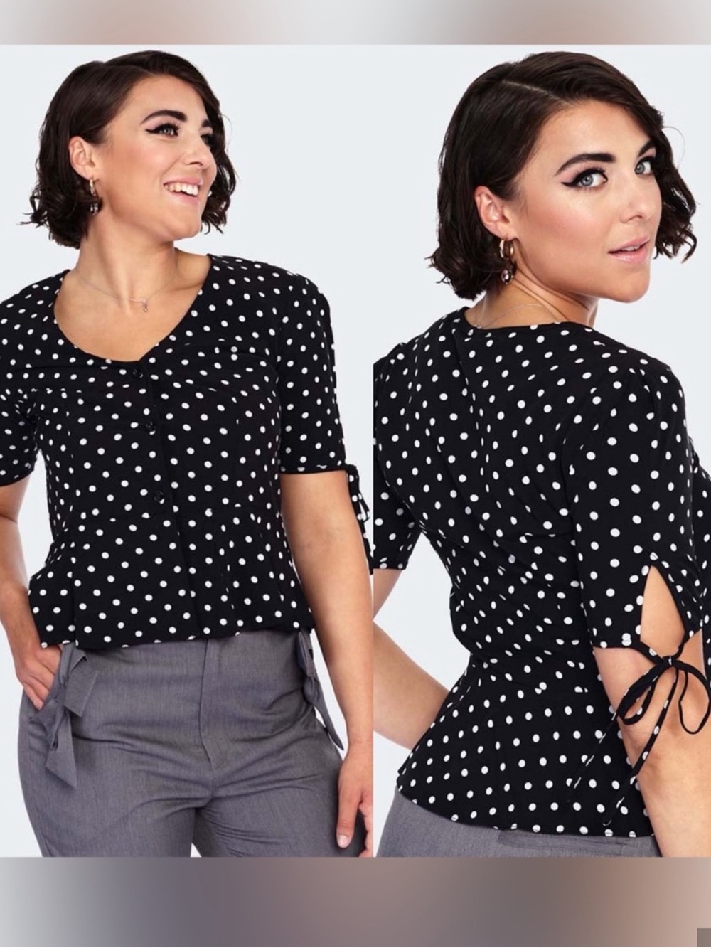 Voodoo Vixen Rockabilly Polka Dot Peplum Blouse